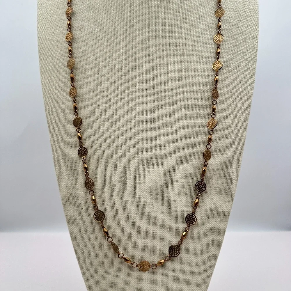 Vintage Y2K Filigree Disc Station Link Chain Necklace Women's Classic Jewelry
